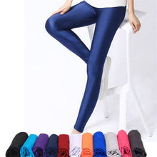 Load image into Gallery viewer, CUHAKCI Women Shiny Pant Leggings Hot Selling Leggings Solid Color Fluorescent Spandex Elasticity Casual Trousers Shinny Legging