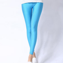 Load image into Gallery viewer, CUHAKCI Women Shiny Pant Leggings Hot Selling Leggings Solid Color Fluorescent Spandex Elasticity Casual Trousers Shinny Legging