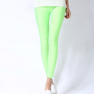 CUHAKCI Women Shiny Pant Leggings Hot Selling Leggings Solid Color Fluorescent Spandex Elasticity Casual Trousers Shinny Legging