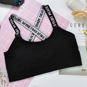 Women's Sports Bra Push Up Fitness Bra Yoga Bra Sport Underwear Running Gym Fitness Tops Black White Letters Seamless Underwear