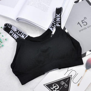 Women's Sports Bra Push Up Fitness Bra Yoga Bra Sport Underwear Running Gym Fitness Tops Black White Letters Seamless Underwear