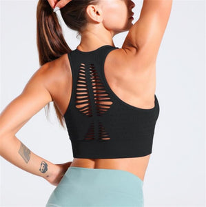 Women Seamless Sports Bra Running Yoga Brassiere Shockproof Top Workout Gym Fitness Sport Bra High Impact Padded Underwear Vest