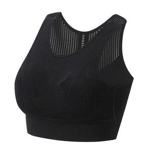 Women Sexy Mesh Sports Bra Top Up Fitness Female Yoga Training Brathable Gym Sport Push Underwear Running Bra Seamless