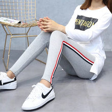 Load image into Gallery viewer, High Quality Cotton Leggings Side stripes Women Casual Leggings Plus Size 5XL High Waist Fitness Leggings Plump Female Leggings