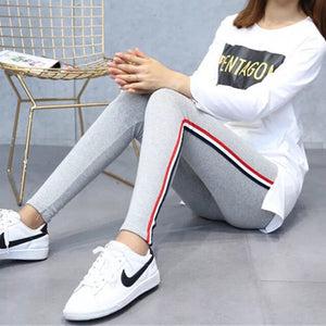 High Quality Cotton Leggings Side stripes Women Casual Leggings Plus Size 5XL High Waist Fitness Leggings Plump Female Leggings