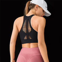 Load image into Gallery viewer, Hollow Out Women Sports Bra Top Padded Yoga Brassiere Running Crop Tops Shockproof Workout Gym Fitness Sport Bra Sportswear