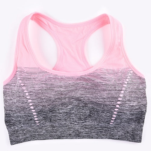 THUNSHION Sports Bra High Stretch Breathable Top Fitness Women Padded for Running Yoga Gym Seamless Crop Bra Gradient Sport Bra