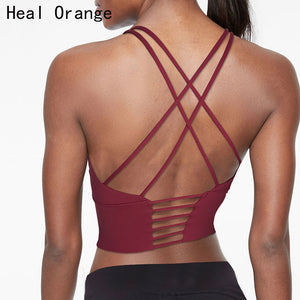 Heal Orange Sports Top Vest Beauty Back Sports Bra Top Shock-Proof Gathering High-Intensity Sport Bh Yoga Underwear Fitness Bra