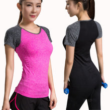 Load image into Gallery viewer, Quick Dry Stretch Slim Fit Yoga Tops Women Sport T Shirt Gym Jerseys Fitness Shirt Yoga Running T-shirts Female Sports Top Cloth