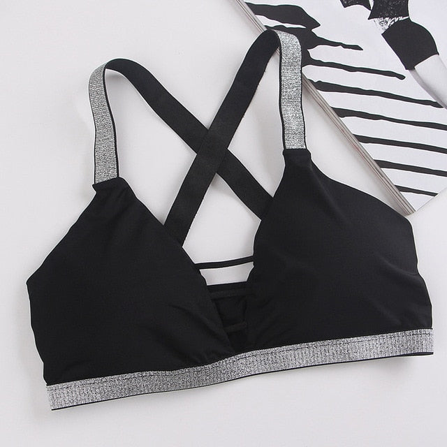 Women Breathable Sports Bra Hollow Women Yoga Sport Bra Quick Dry Running Gym Fitness Sexy Cross Strap Padded Seamless Tops